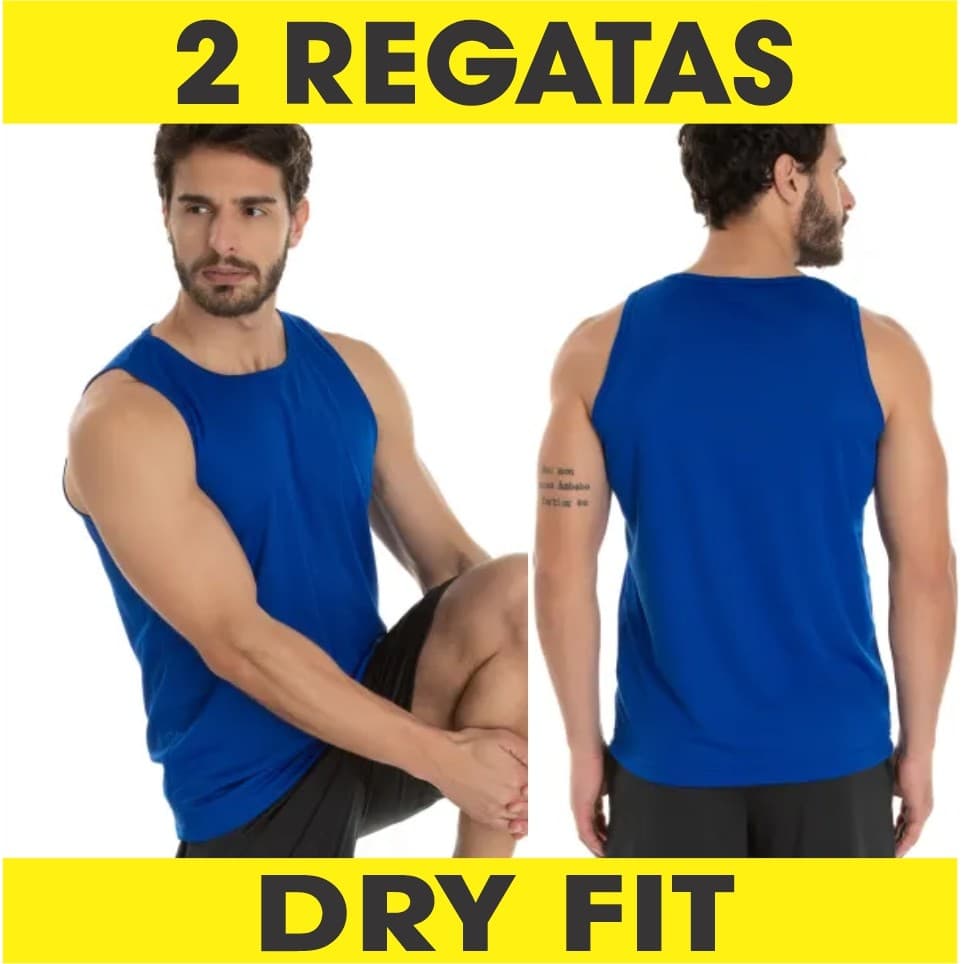 2 Regata Dry Fit Masculina Malha Premium Atacado Camiseta Academia Moda Fitness Treino Corrida