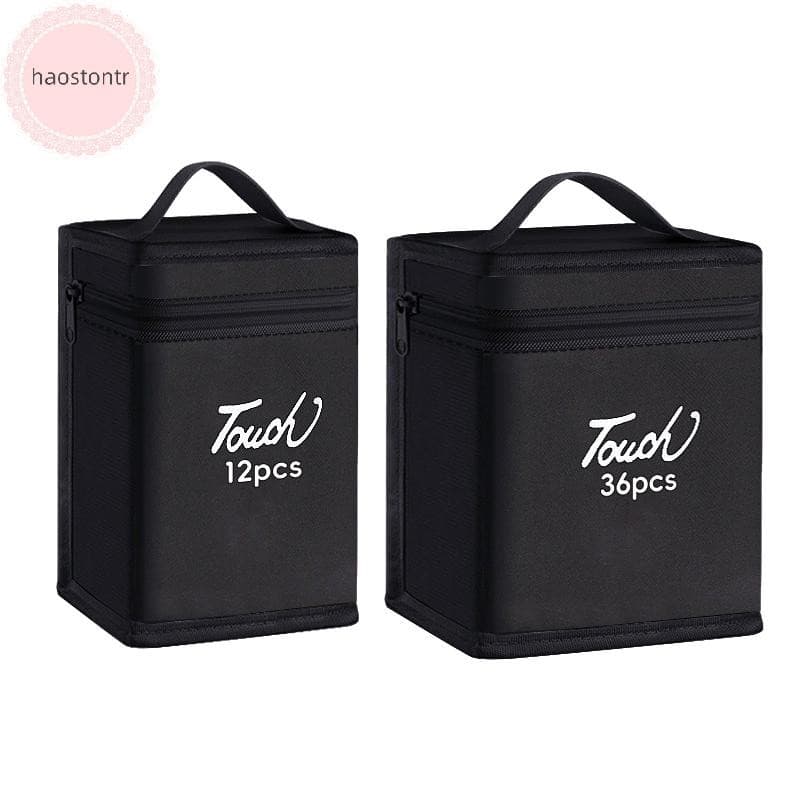 Haostontr 12-168Pcs Marcadores Caneta Preto Saco De Armazenamento Enorme Grande Capacidade Zíper Dobrável De Arte Bolsa