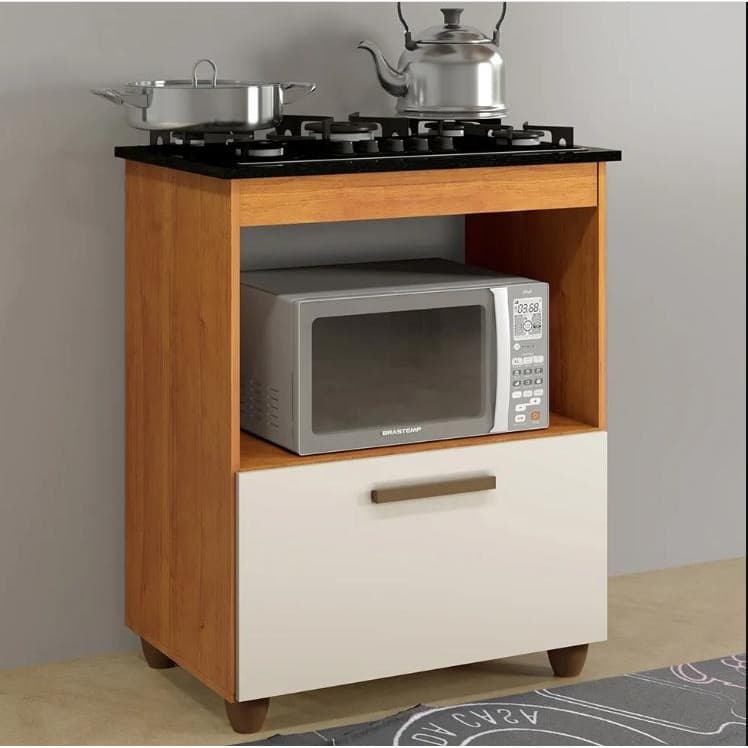 Balcão Para Cooktop 5 Bocas Salvia Kaiki Móveis - Nature/Off