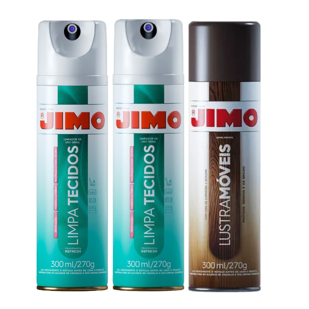 Kit 2 Jimo Limpa Tecidos + 1 Jimo Lustra Móveis
