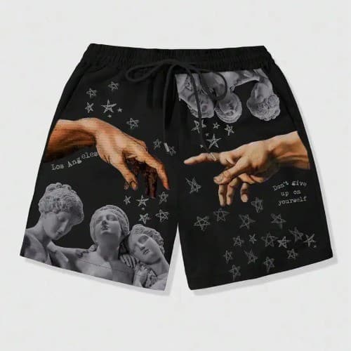 Shorts ROMWE Streetwear Unissex Estampa Alta qualidade Envio Imediato Promoção