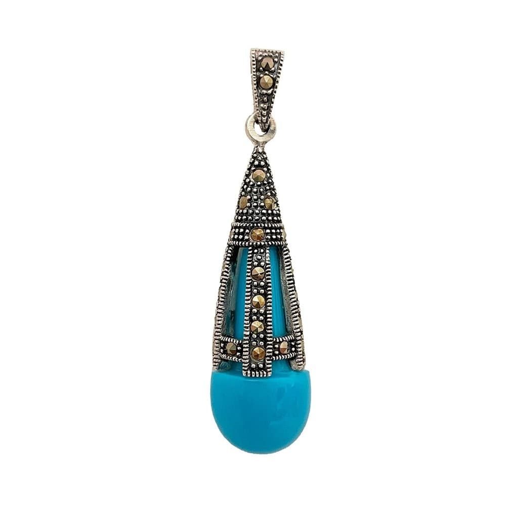 Pingente Gota com Pedra Natural Prata 925