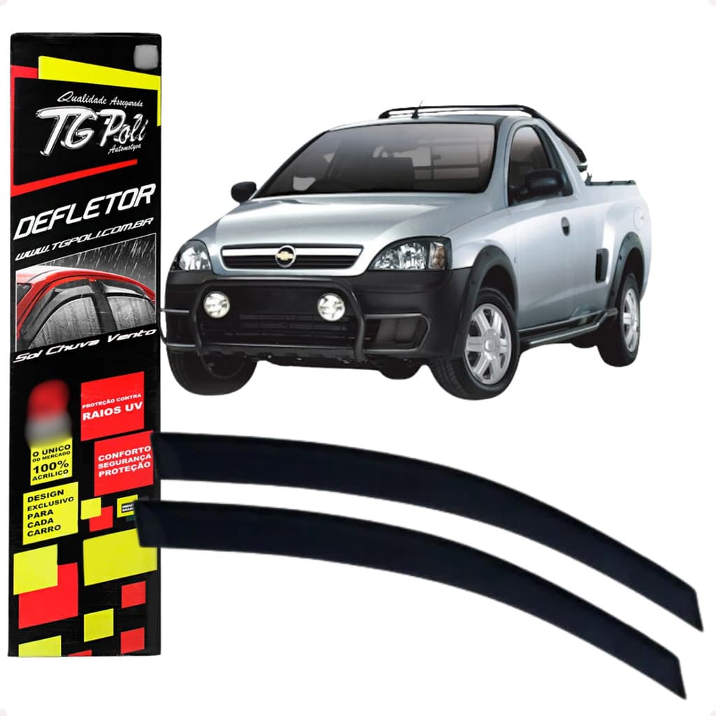 Jogo Calha de Chuva Defletor Chevrolet Montana 2003 2004 2005 2006 2007 2008 2009 2010 02 Portas