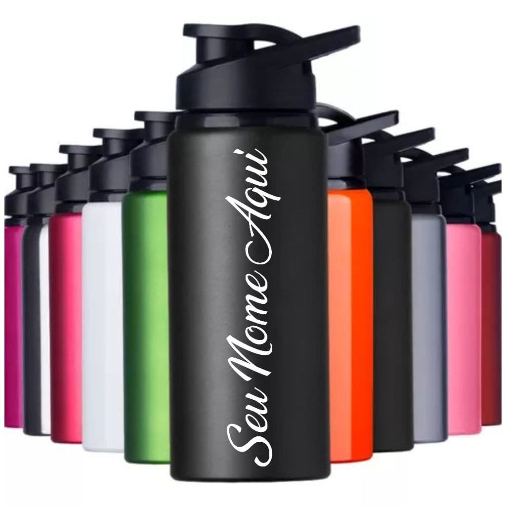 Garrafa Squeeze Alumínio Academia Personalizado Nome 600ml Logo Empresa Igreja Festa Eventos