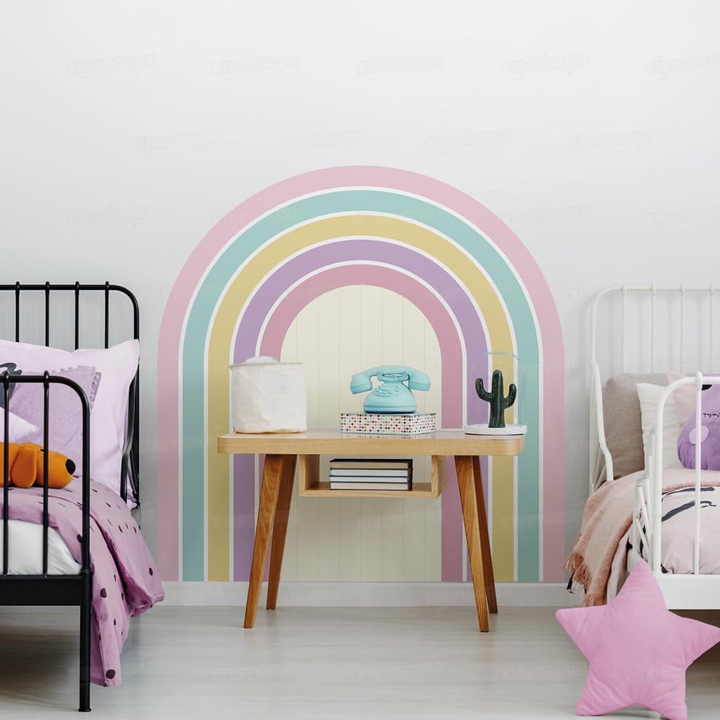 Adesivo Decorativo Infantil Arco Íris Grande Lavável Seguro Parede Quarto Menina Menino