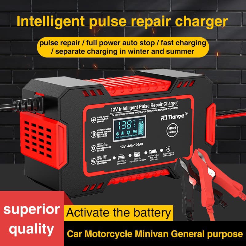 Carregador De Bateria  12v bivolte Inteligente Digital 4ah até 100ah Carro Pickup Jet Ski Etc de chumbo-ácido Universal