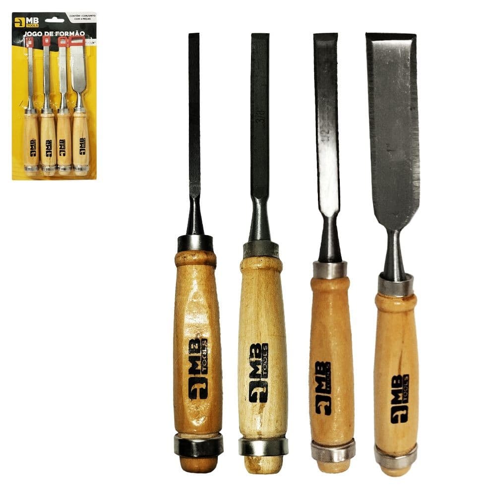 Kit Formão Profissional 4 Peças Entalhar Esculpir Madeira