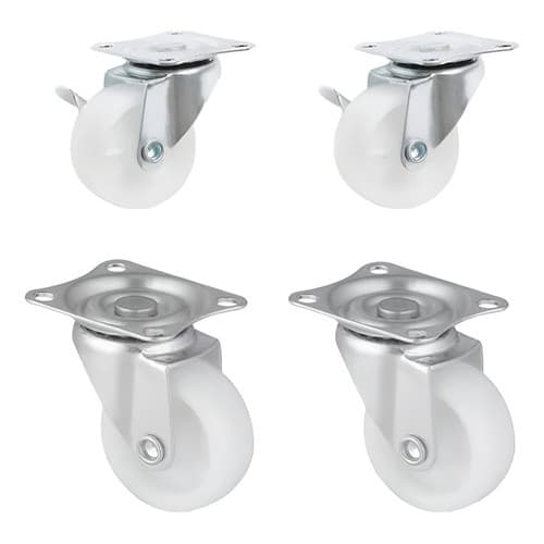 Rodinhas Rodizio Giratorias E Fixas Macia Kit 4 Rodas 2,5  - Branco