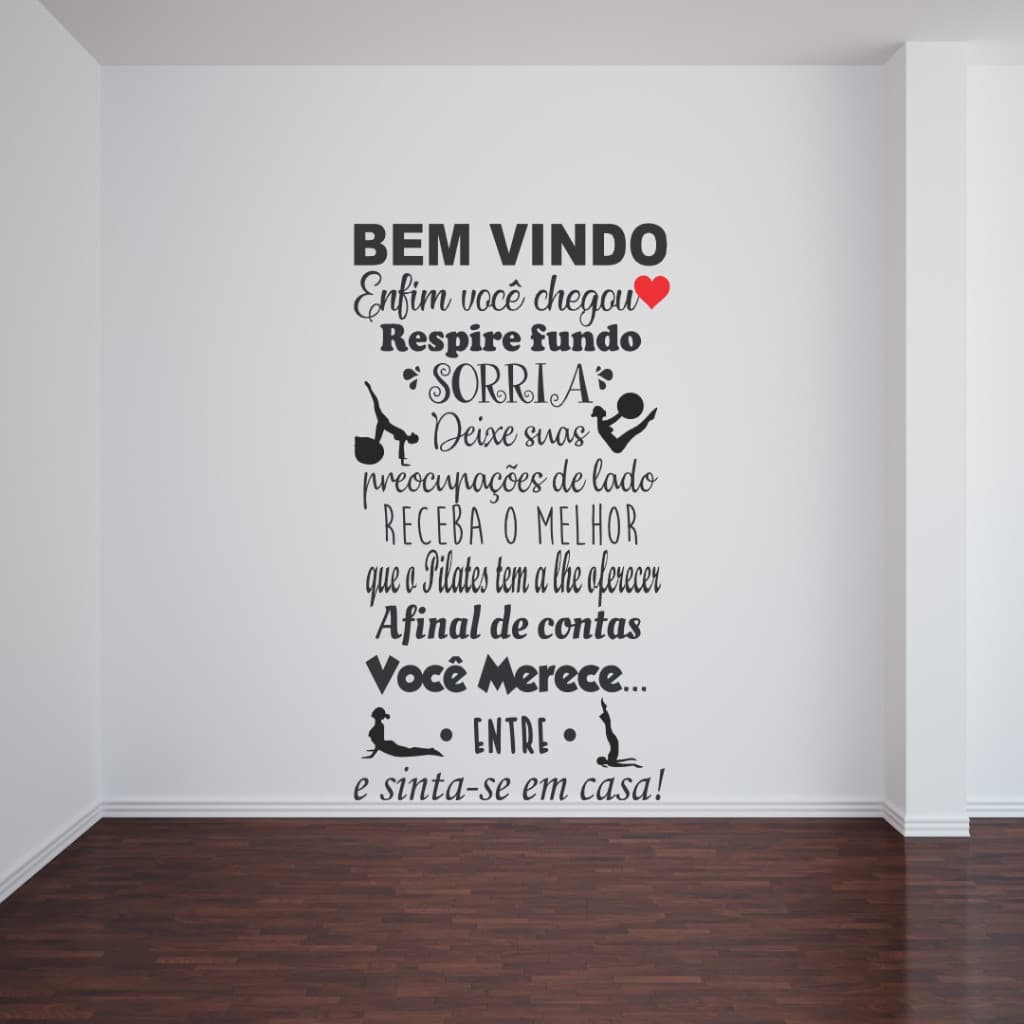 Adesivo de Parede Bem Vindo Pilates Decorativo para Studio e Clinica