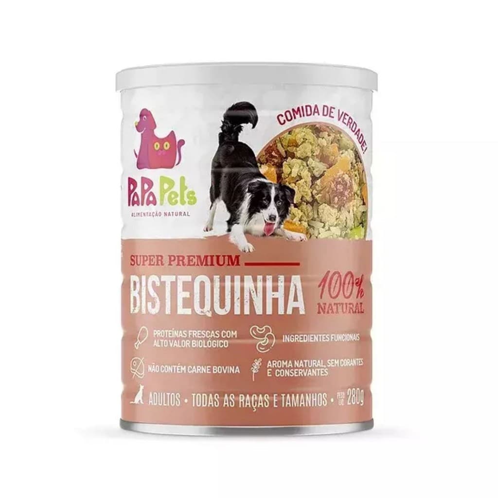 Papapets Bistequinha Natural p/ Cães 280g | Comida Úmida Natural | Sem Conservantes ou Corantes