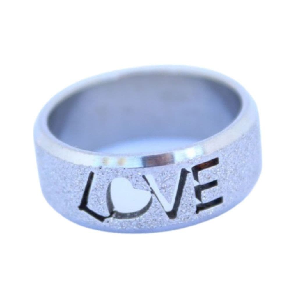 Aliança Jateada Love Vazado 7mm Namoro Aço Inox (1 unidade) A-72