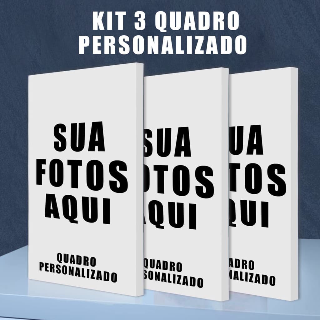 Quadro KIT 3 PERSONALIZADO SUA FOTO, Não é adsivo é em tela material em tecido de alta qualidade presente  Dia das festa
