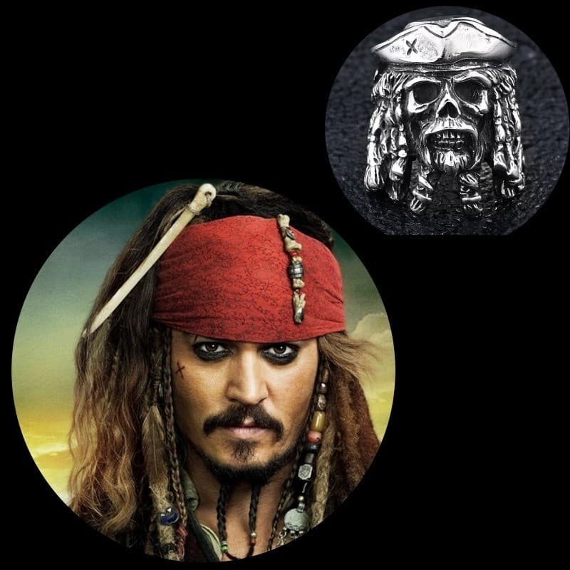 Anel  Aço Inox Piratas Do Caribe Jack Sparrow Johnny Depp
