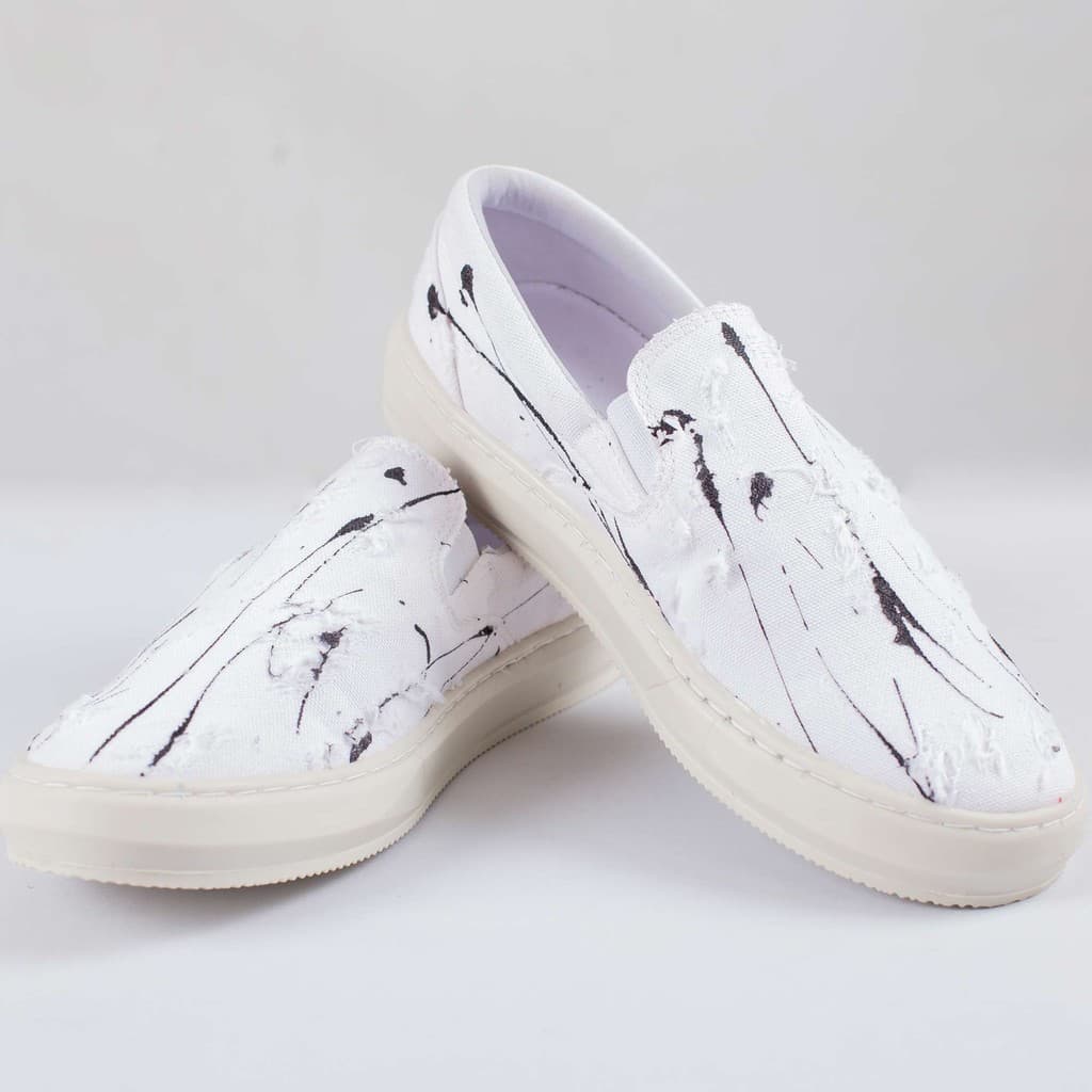 Sapatênis Slip On Longuinni Splash Destroyed Branco