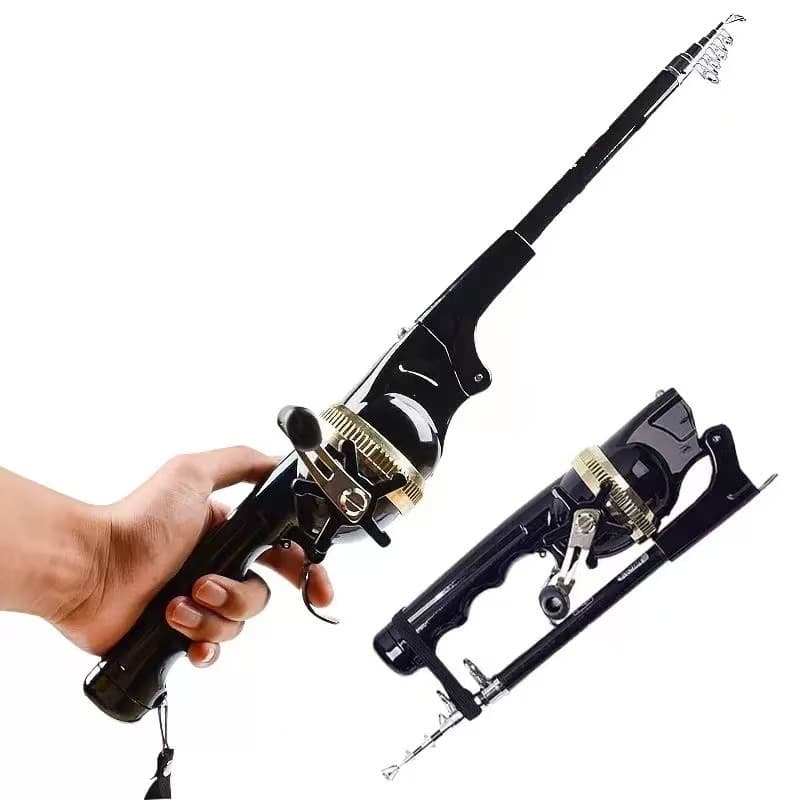 Vara Pesca Dobrável Portátil Com Carretel Fechado Leve E Prática