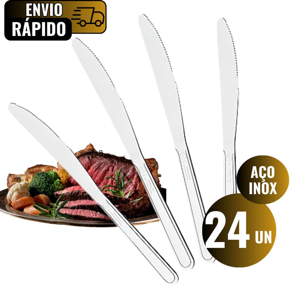 Conjunto 24 Facas De Churrasco Inox Qualidade Premium Refeições Churrasco Restaurantes Buffet Lanchonete