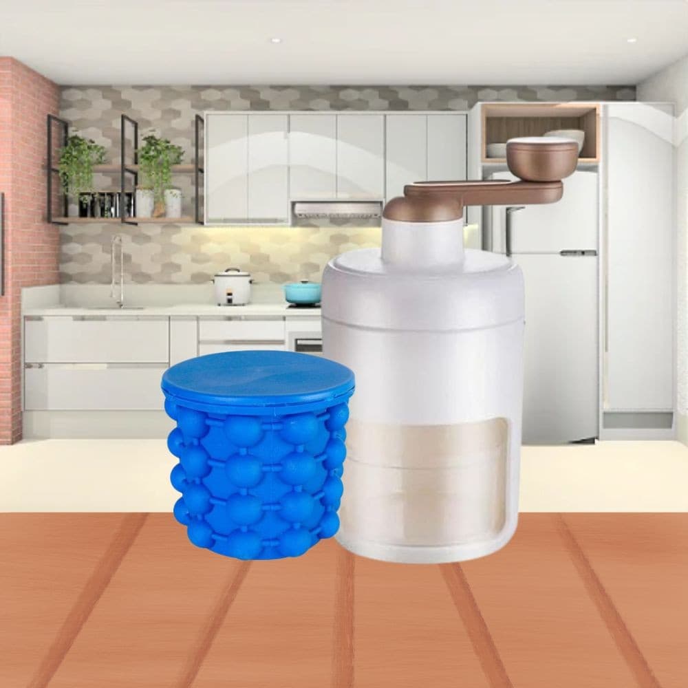 Kit Balde de Gelo Silicone Térmico e Triturador de Gelo Para Drinks