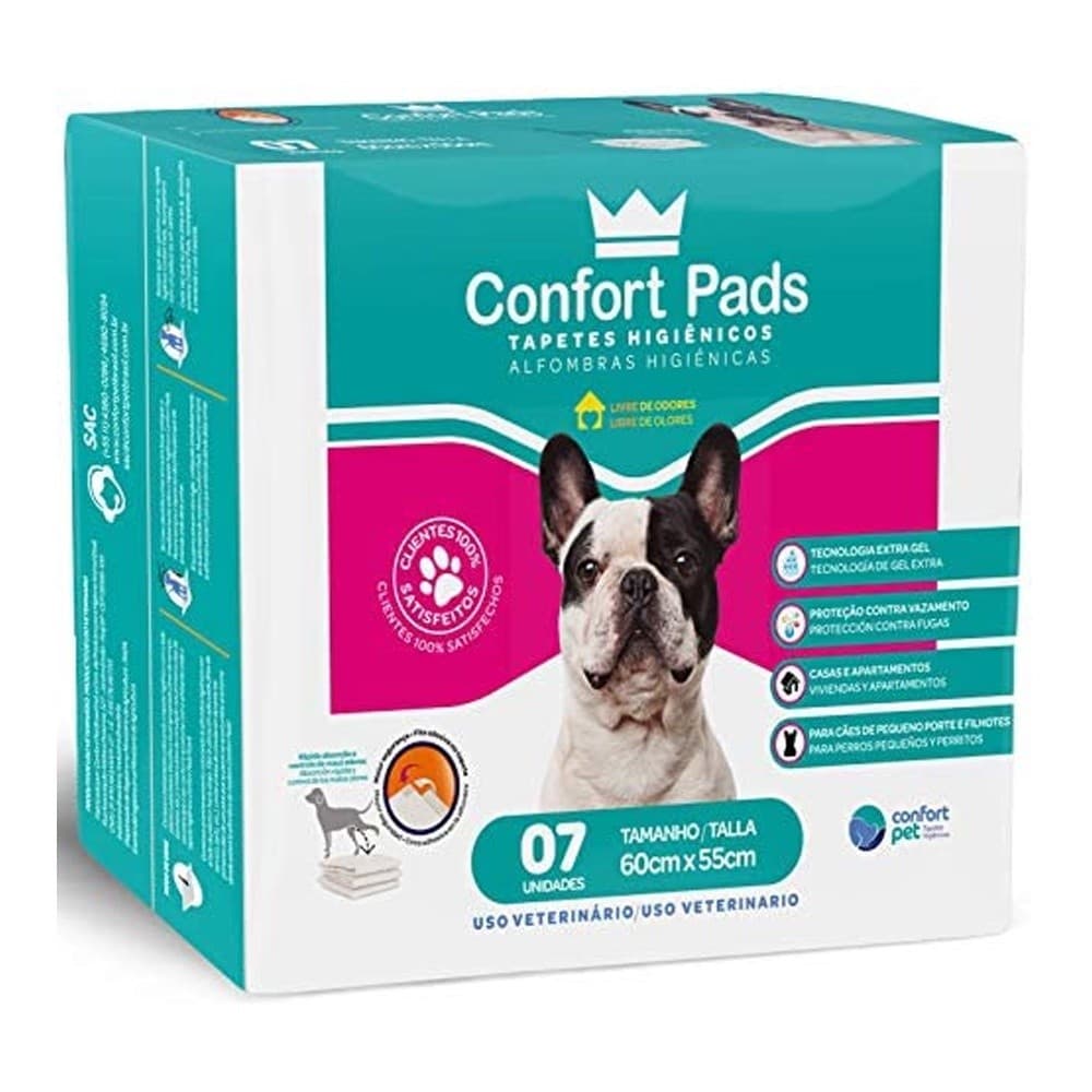Tapete Higiênico para Cães Cachorro Pet Confort Pads 55x60 7un