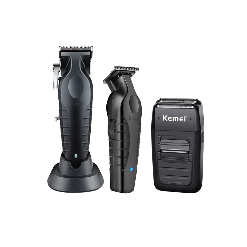 Maquina de Cortar Cabelo Kemei Km 2296 + Acab. 2299 + Shaver km 1102