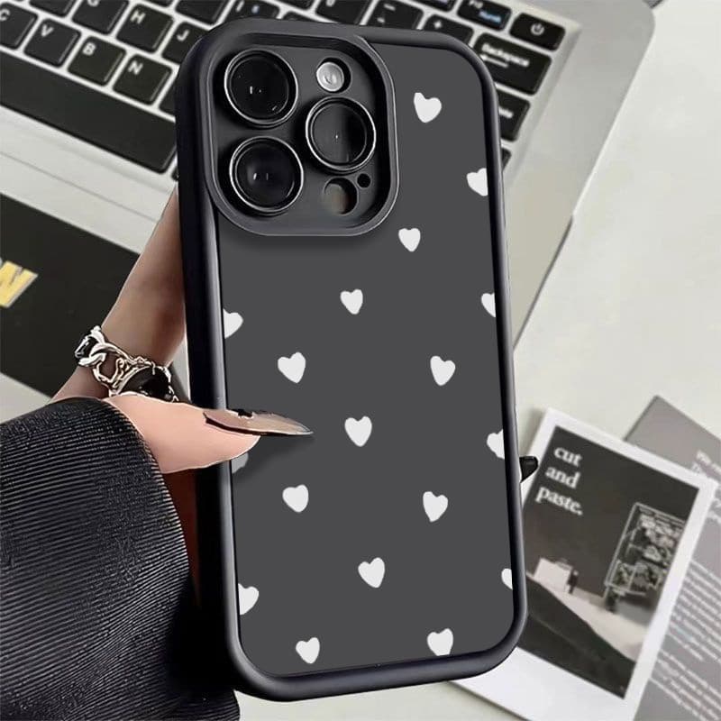 Boné De silicone Anti-Impacto Coração Para iPhone 11 12 13 14 15 16 Pro Max Plus Capa normal