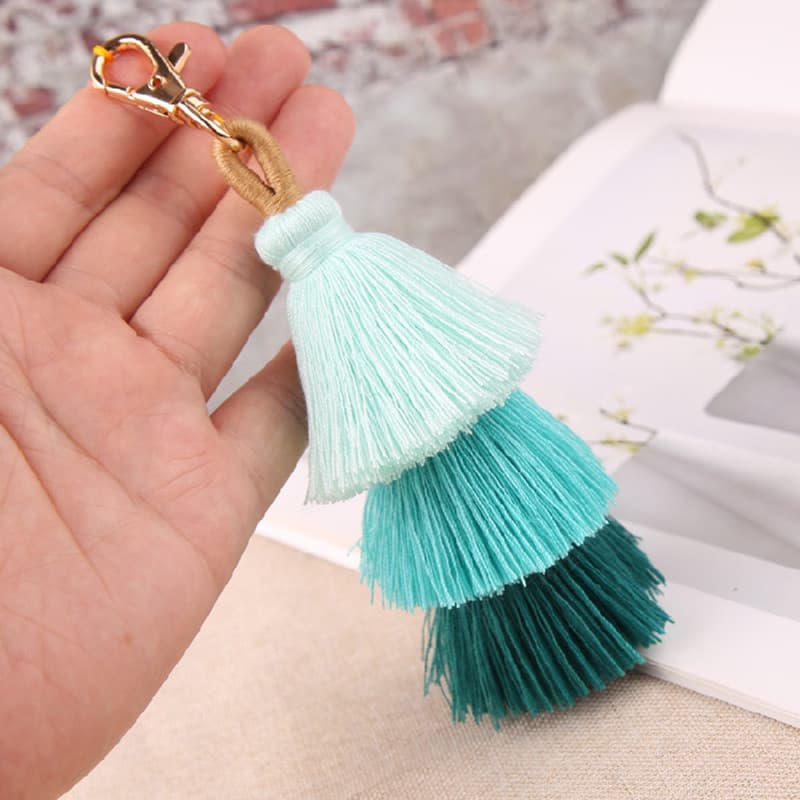 Bohemia Chaveiro Borla Pingente Acessórios Estilo De Três Camadas Étnico Criativo Cor Sólida