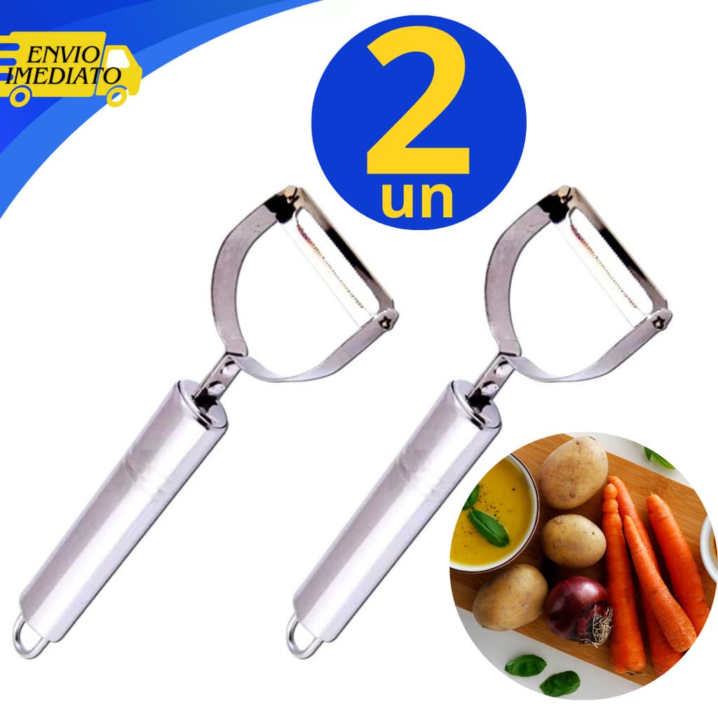 Kit 2 Descascadores de Legumes 17,5cm Batatas Frutas de Aço Inox Descascador de Legumes Inox Descascador de Legumes e Fr