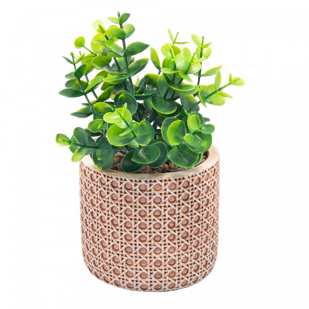 Cachepot Vaso de Cerâmica com Suculenta Artificial Wolff 10x18cm - Decorativo para Jardim