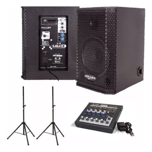 Kit Saga 8 Ativa + Passiva + Tripé + Mesa Na602r + Cabos