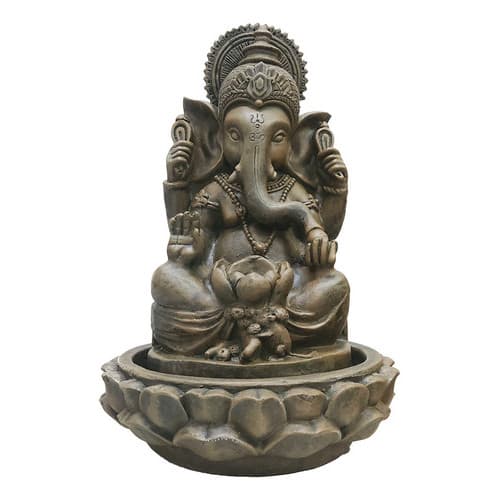 Fonte Ganesha Mini P/ Mesa Em Cimento A:40cm X L:27cm