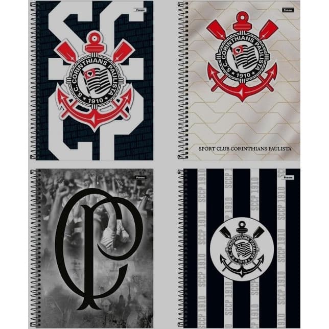 Kit 4 Cadernos 1 Matéria Gaviões Da Fiel Espiral 80 Sortidos