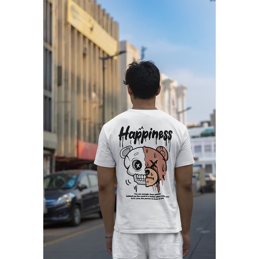 Camiseta Happiness Estilo Streetwear Camisa 100% Algodão Unissex Lançamento