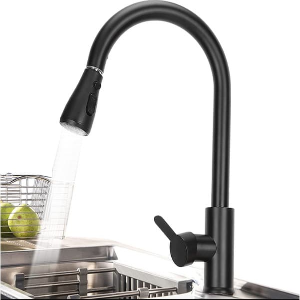 Torneira Monocomando Para Cozinha Pull Down Gourmet Misturador Modos Jato E Chuveirinho Preta