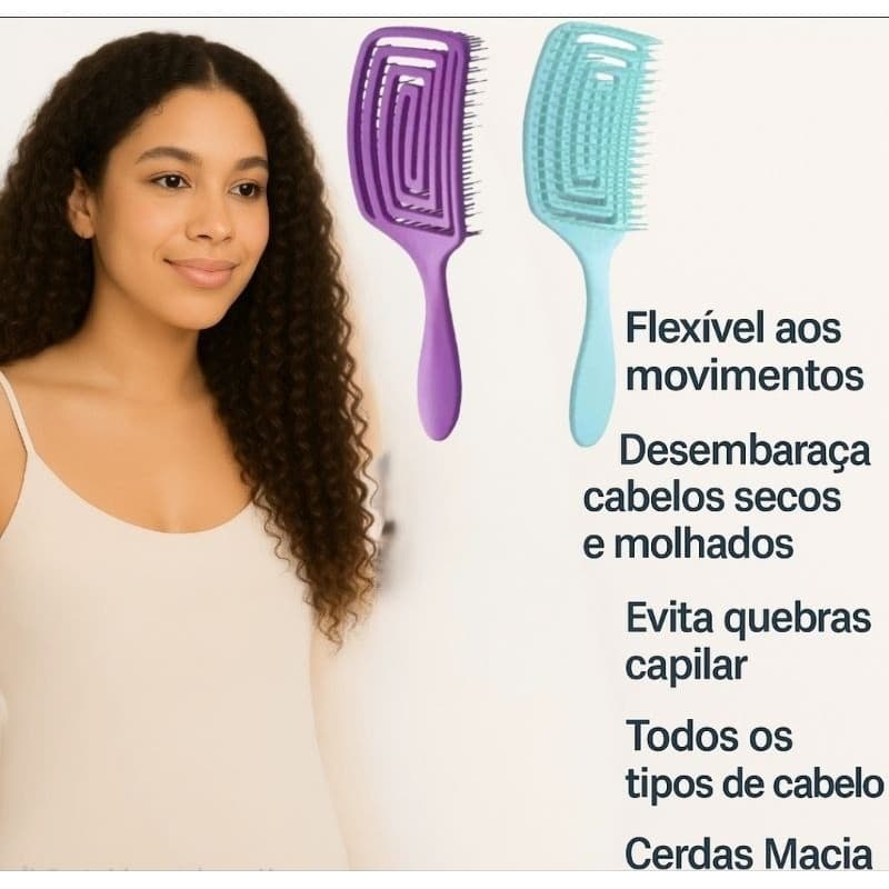 Escova Flexível, Quadrada,Massageadora, Desembaracadora,Maleável.