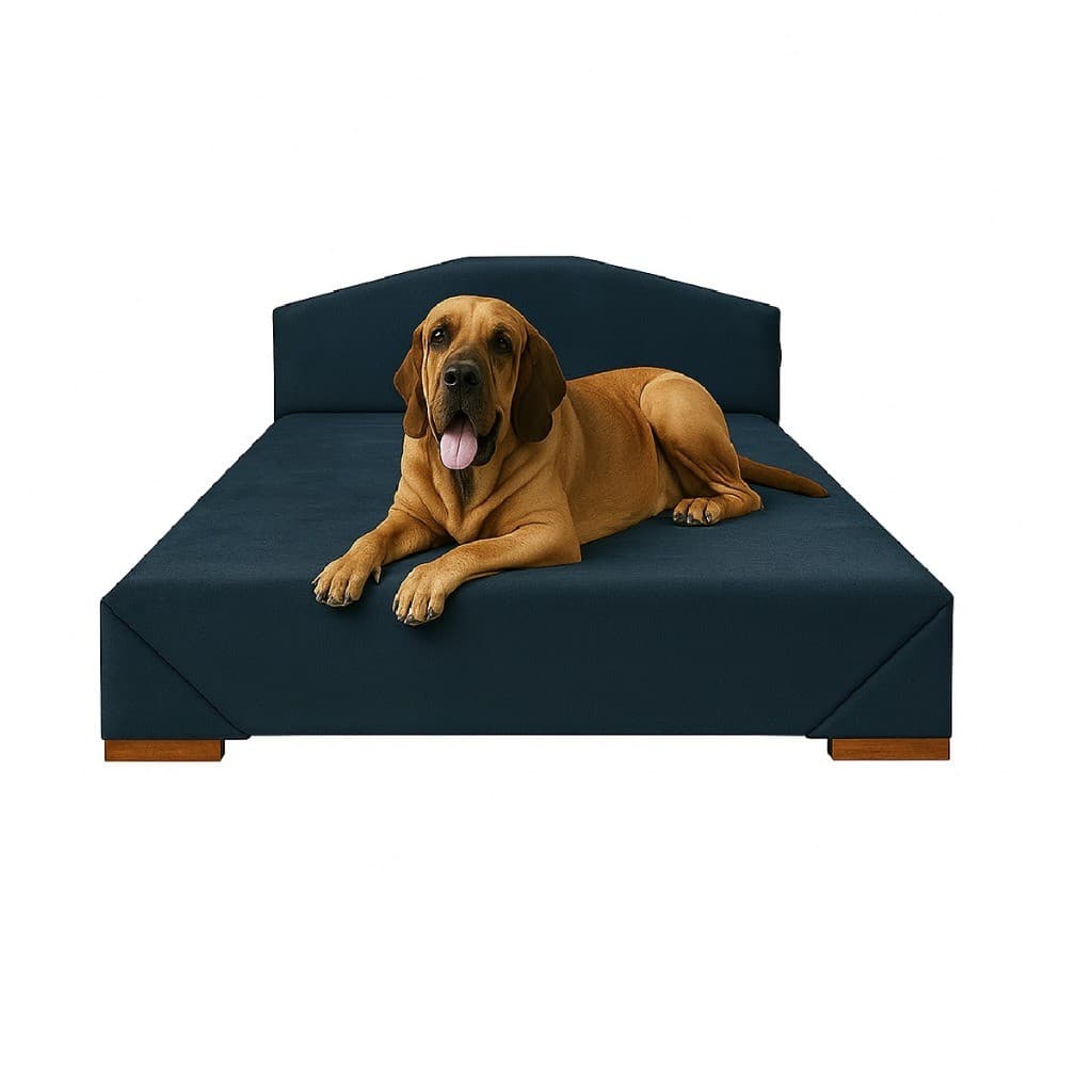 Cama Box  Com Cabeceira  para  Pet Caes Cachorro Grande tecido  Suede 100 x70  1 mt