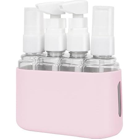Kit 04 Frascos para Viagem com Suporte Dispenser 200ml com Tampa