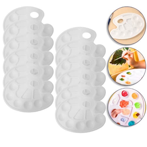 Kit 12 Bandejas Paleta Godê Para Pinturas Tinta Aquarela Escolar Artesanato