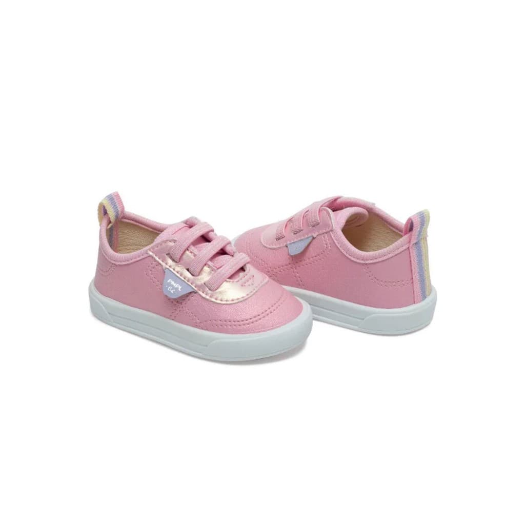 Tenis Menina Rosa Cintilante e Cadarço com Brilho Pimpolho