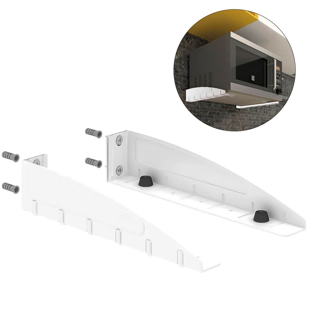 Suporte De Parede Branco Para Microondas Purificador Forno Multiuso Universal 35cm Em Aço Resistente