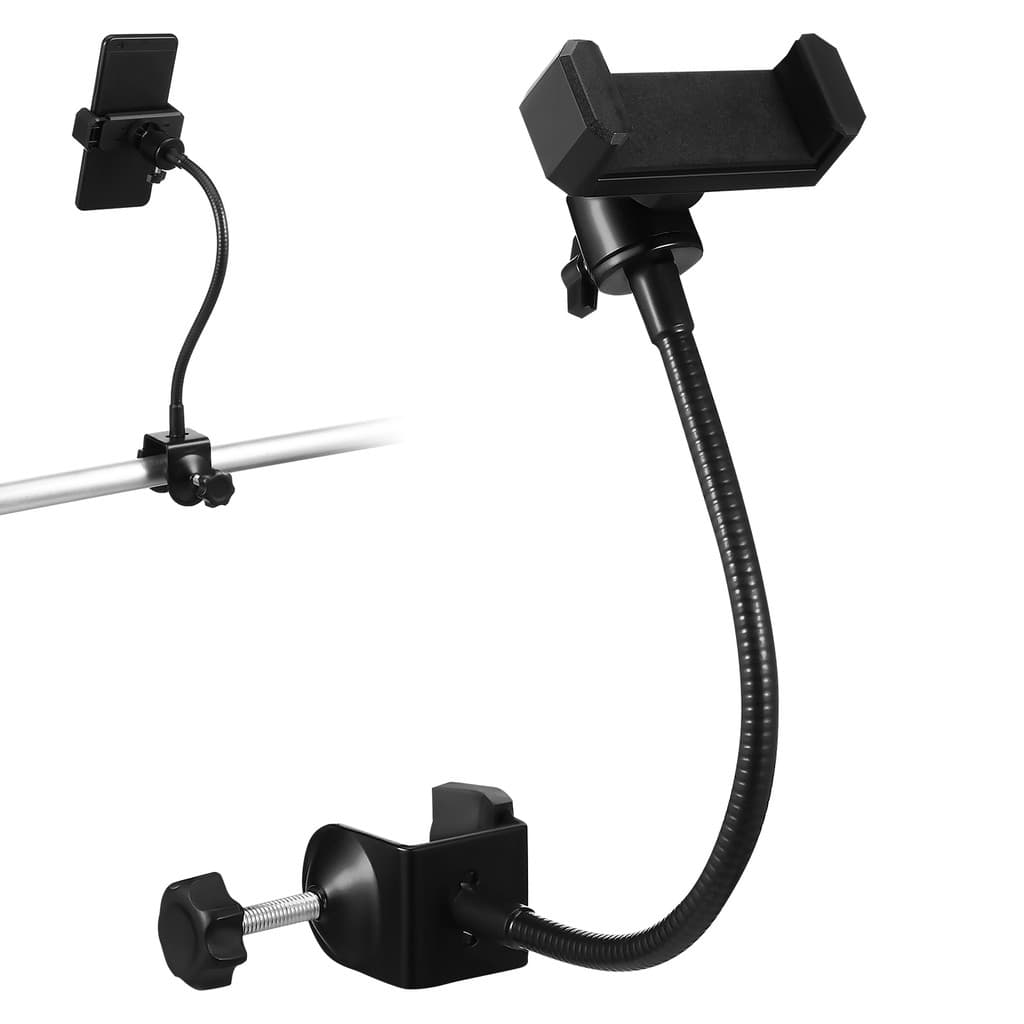 Suporte De Microfone Para Telefone , Metal Resistente , Braçadeira Giratória De 360 Graus , Montagem De Celular , Preto