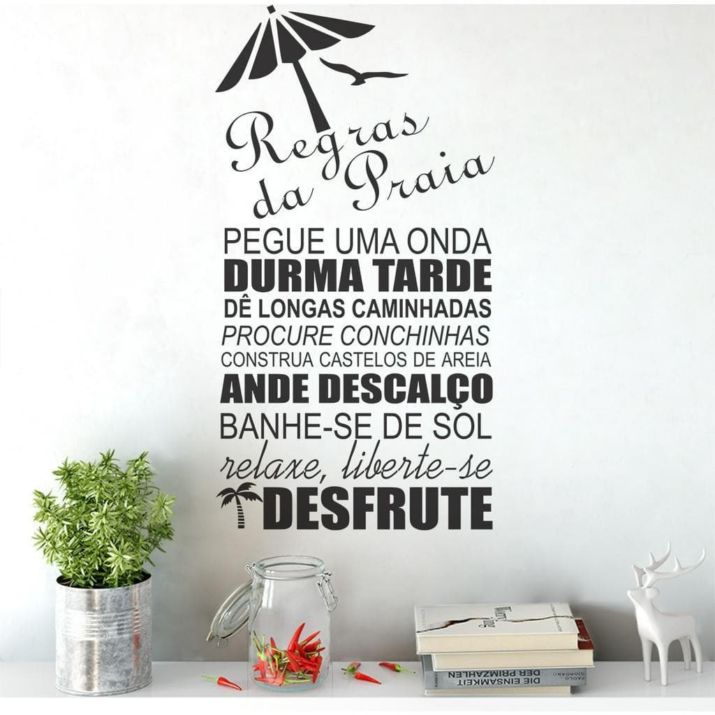 Adesivo De Parede Decorativo Frase Regras Da Praia
