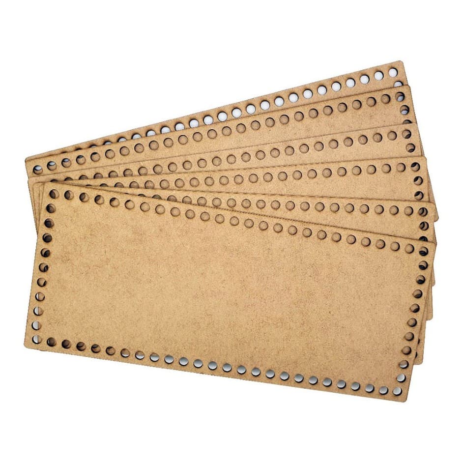 05 Base Mdf Cru Crochê Porta Fralda Fio De Malha 15x45cm