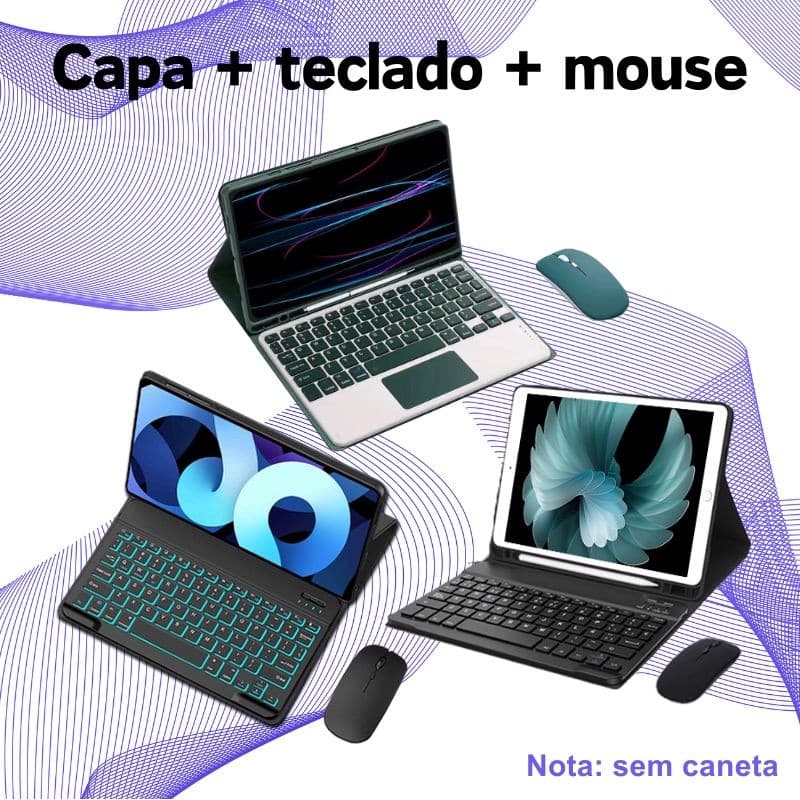 Capa + Teclado Bluetooth + Mouse Para Samsung Galaxy Tab S7 T870/T875 ou S8 X700/X706 11polegadas