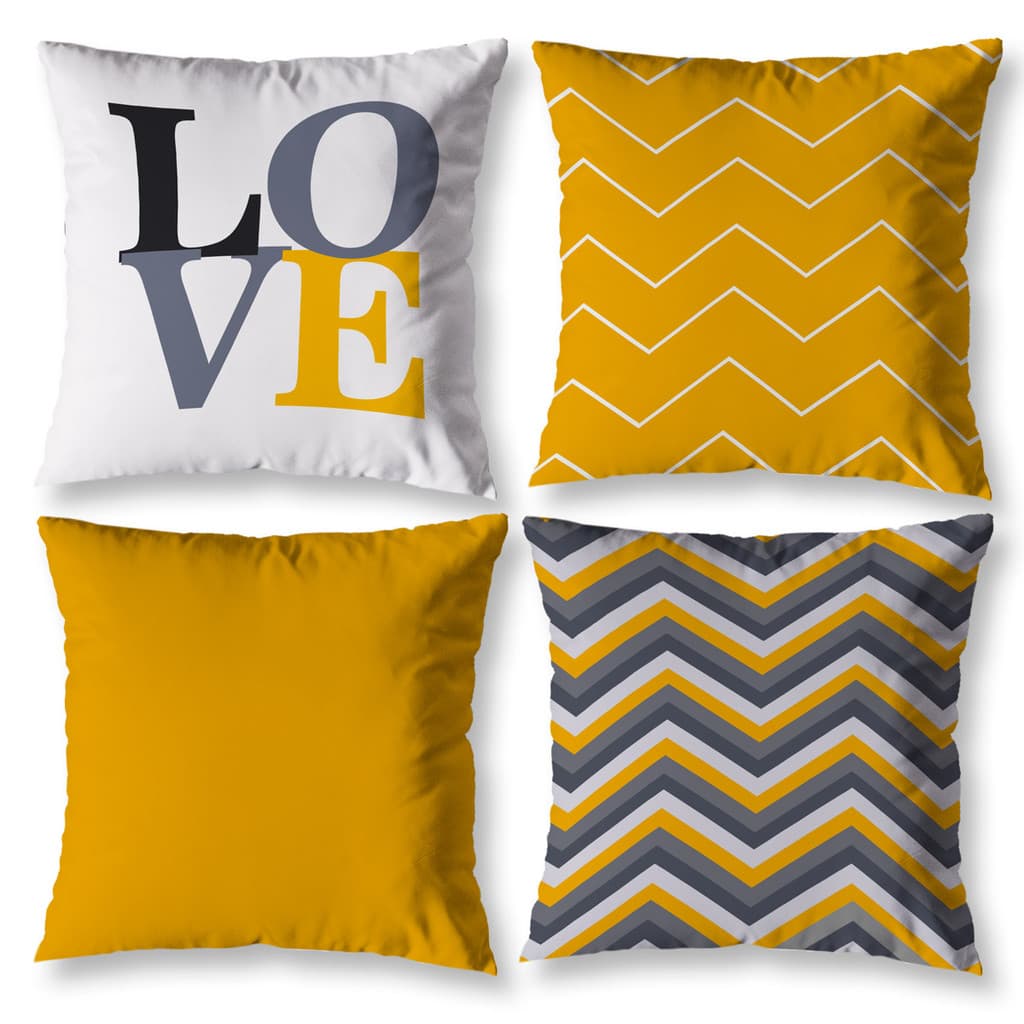 Kit 4 Almofadas Cheias 40cm x 40cm Capas Decorativas Estampadas Com Enchimento Refil Sala Quarto