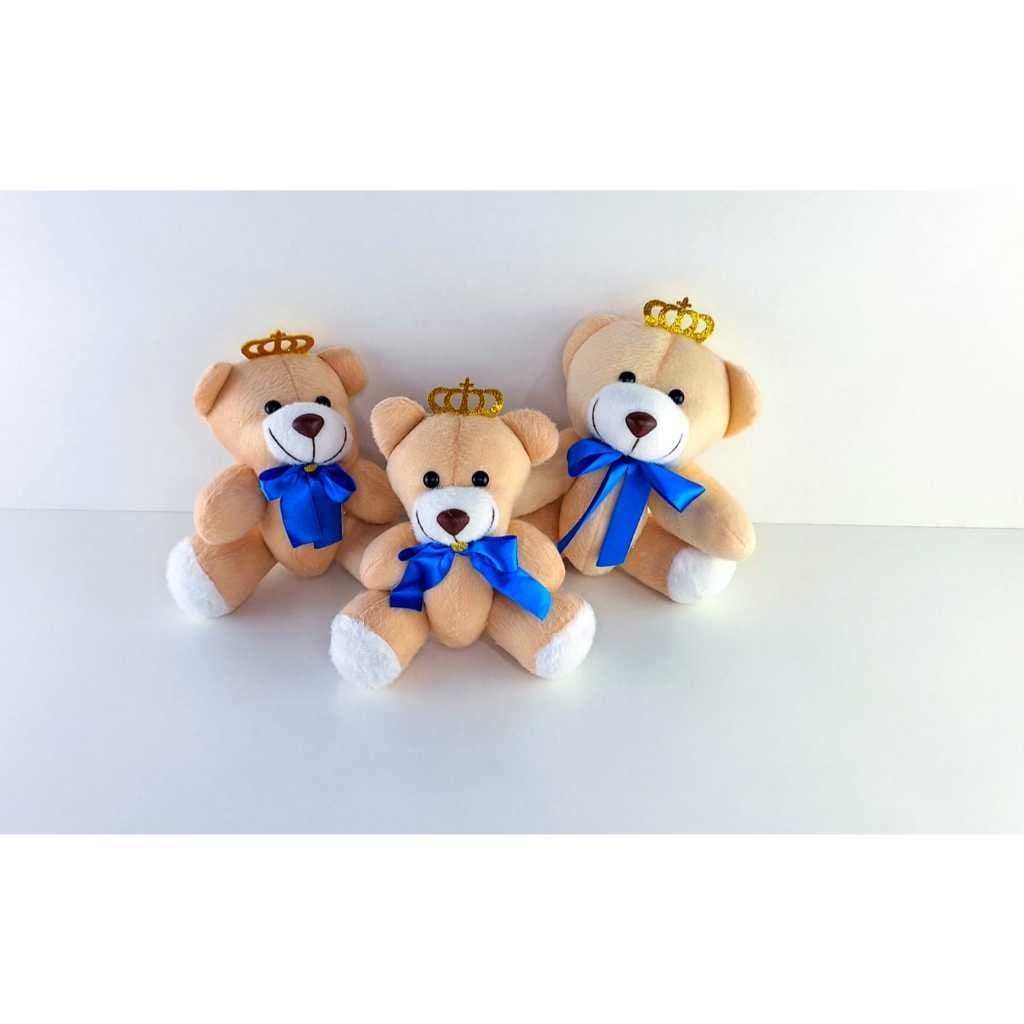 Trio Pelúcia Ursos Articulado Com Laço Para Nicho Azul Marinho