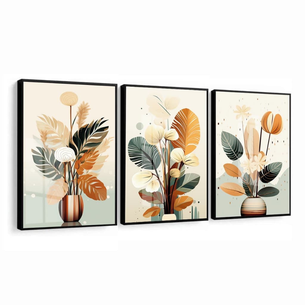 Quadros Decorativos Folhagem Moderna Minimalista Abstrato Sala