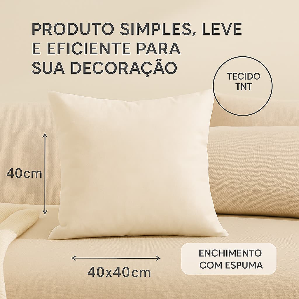 Refil Enchimento 40×40 cm – TNT Translúcido e Espuma Leve – Prático e Decorativo  - ENVIO IMEDIATO