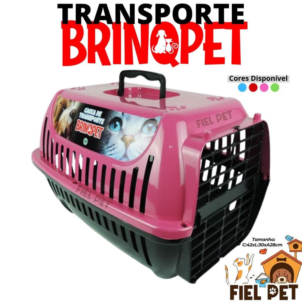 Caixa de Transporte Nº1 e N°2 COLOR Premium Para Cachorro Gato Até 10kg Pets Com Alça Reforçada BRINQPET