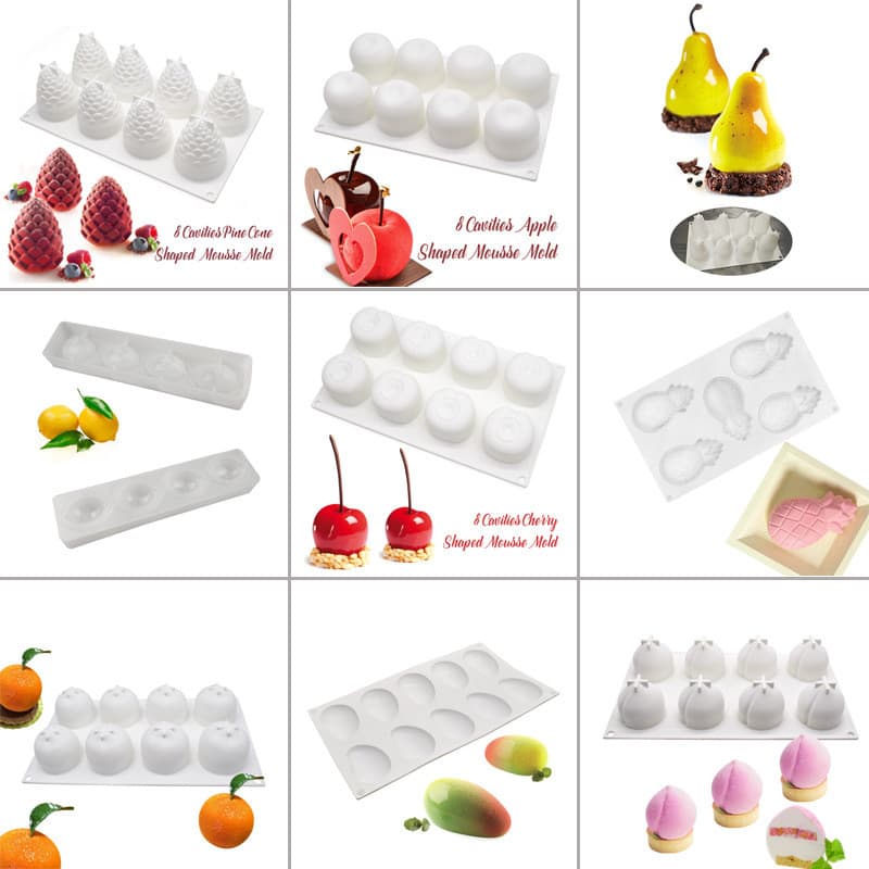 Sobremesa francesa maçã limão morango manga cereja molde de bolo de Chocolate simulação Mousse de frutas molde de Silico