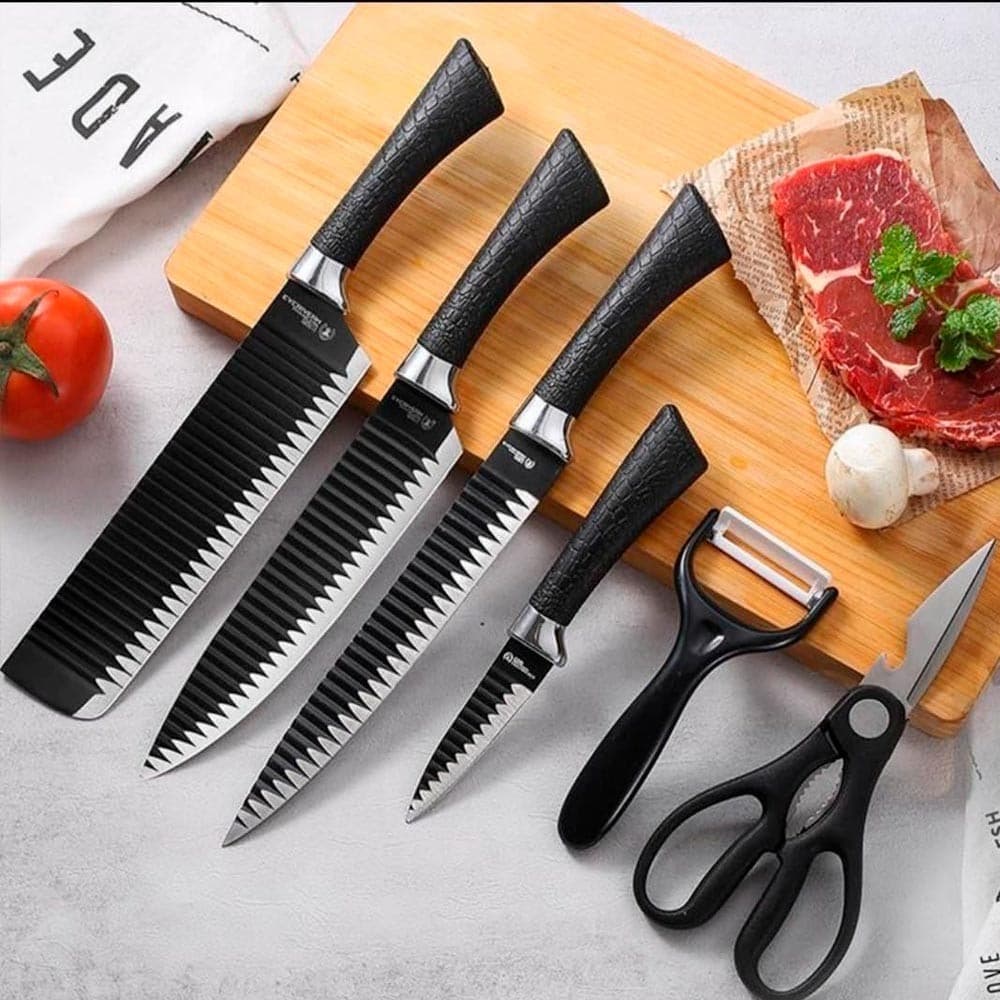 Kit Completo do Chef - Conjunto de Facas e 8 Acessórios para Churrasco e Cozinha em Aço Inox | Inclui Facas, Amolador e