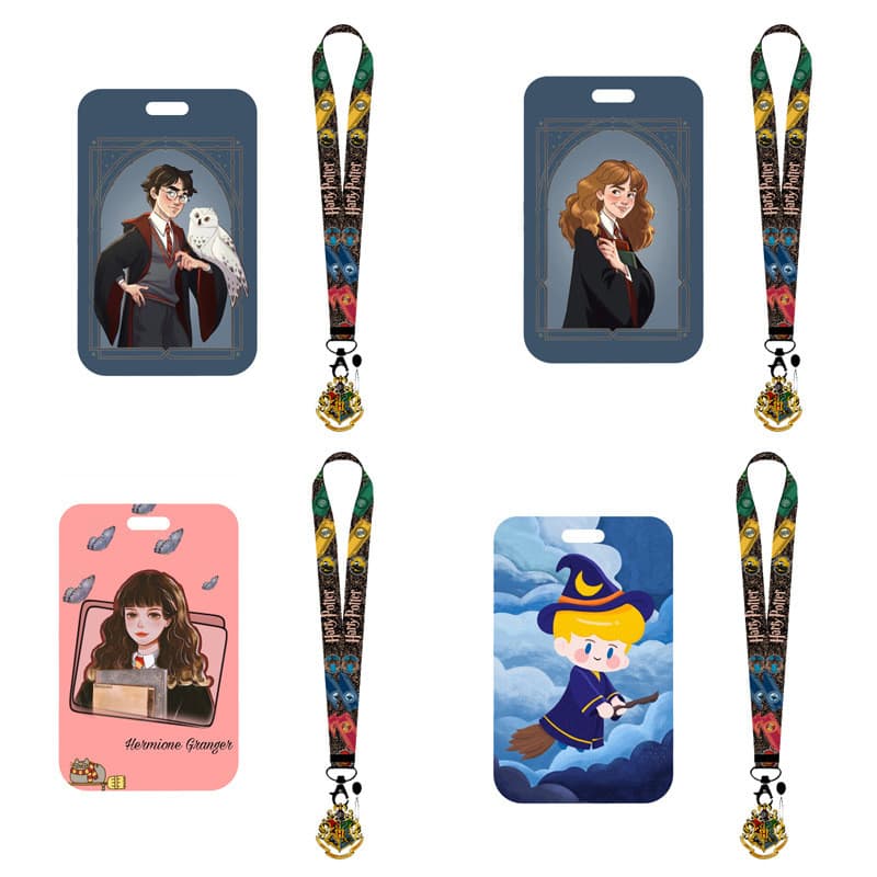 Porta-cartões Harry Potter Bolsa para Cartões de Estudante Clipe para Cartões Porta-ID com Cordão Acessórios Clipe para